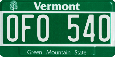 VT license plate OFO540
