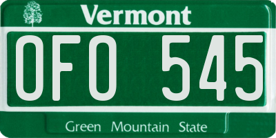 VT license plate OFO545