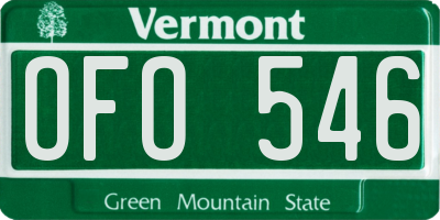 VT license plate OFO546