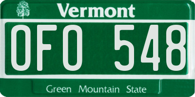 VT license plate OFO548