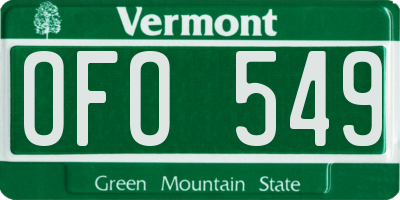 VT license plate OFO549