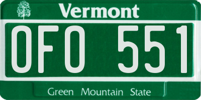 VT license plate OFO551