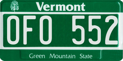 VT license plate OFO552