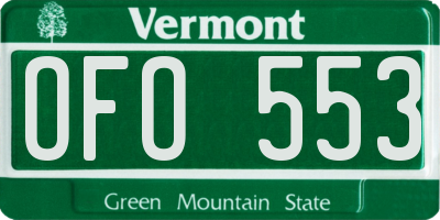 VT license plate OFO553