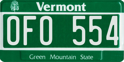 VT license plate OFO554