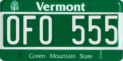 VT license plate OFO555