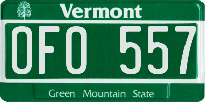 VT license plate OFO557