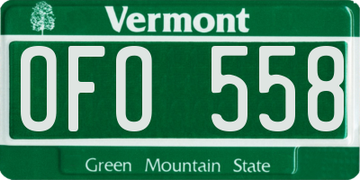 VT license plate OFO558