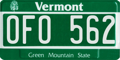 VT license plate OFO562