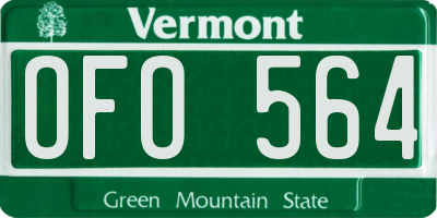 VT license plate OFO564
