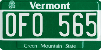 VT license plate OFO565