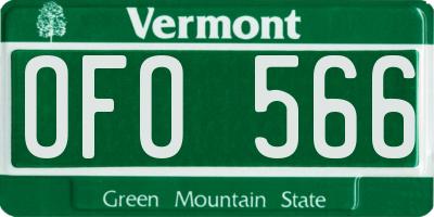 VT license plate OFO566