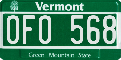 VT license plate OFO568