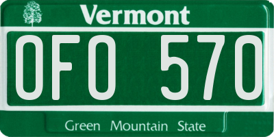 VT license plate OFO570