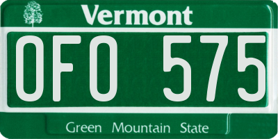 VT license plate OFO575