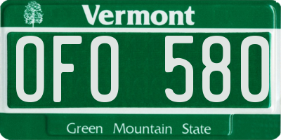VT license plate OFO580