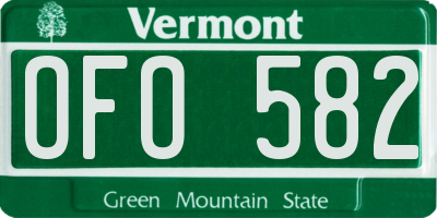 VT license plate OFO582