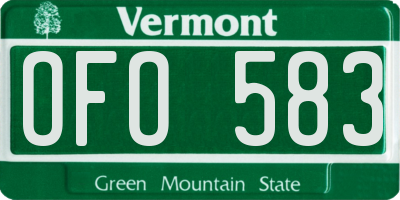 VT license plate OFO583