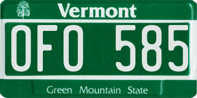 VT license plate OFO585