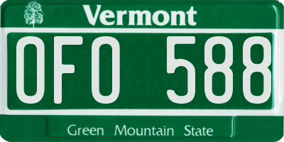 VT license plate OFO588