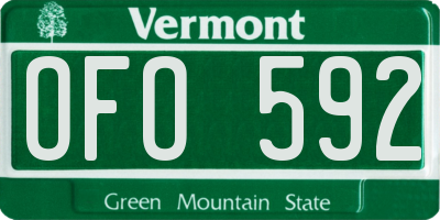 VT license plate OFO592