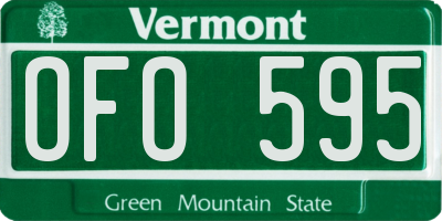 VT license plate OFO595