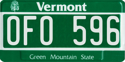 VT license plate OFO596