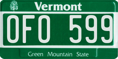 VT license plate OFO599