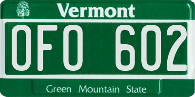 VT license plate OFO602
