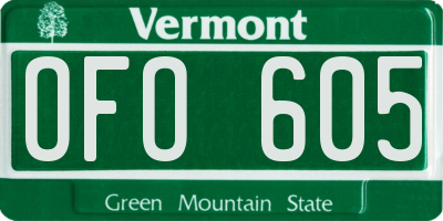 VT license plate OFO605