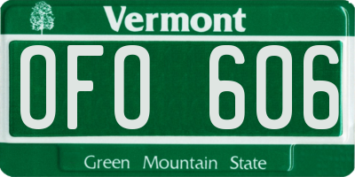 VT license plate OFO606