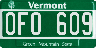 VT license plate OFO609