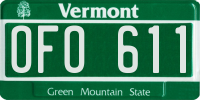 VT license plate OFO611