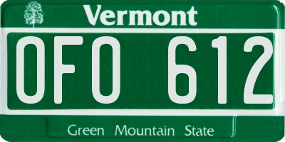VT license plate OFO612