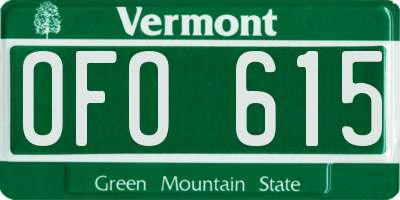 VT license plate OFO615