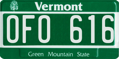 VT license plate OFO616