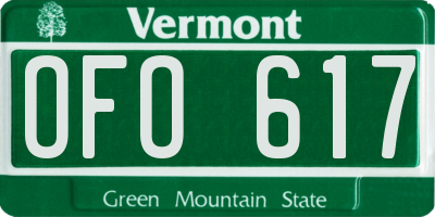 VT license plate OFO617