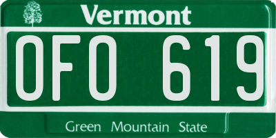 VT license plate OFO619