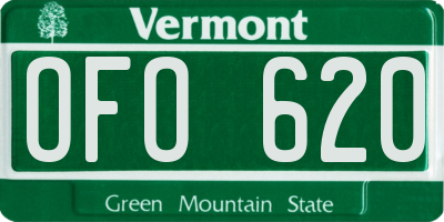 VT license plate OFO620