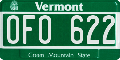 VT license plate OFO622