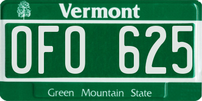 VT license plate OFO625