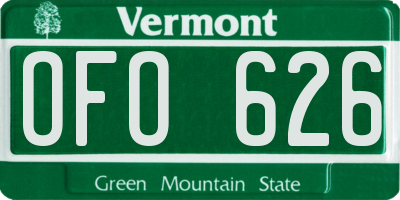 VT license plate OFO626