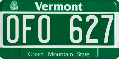 VT license plate OFO627