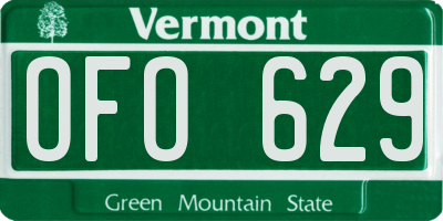 VT license plate OFO629