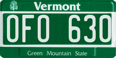 VT license plate OFO630