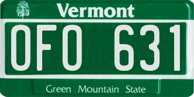 VT license plate OFO631