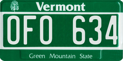 VT license plate OFO634