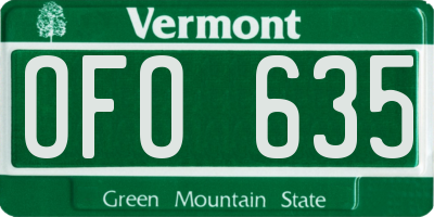 VT license plate OFO635