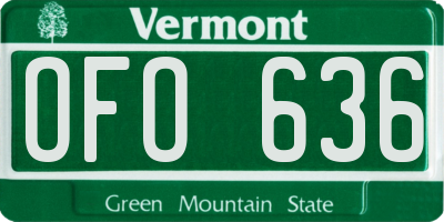 VT license plate OFO636
