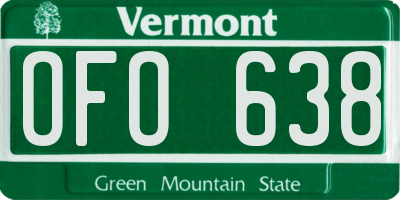 VT license plate OFO638